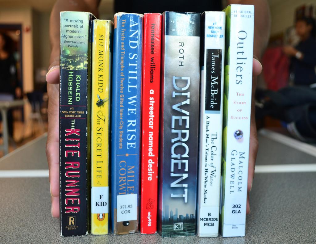 Title weight: All high school students were asked to read a book or two over the summer. Pictured are some of the assigned title selected by Southfield Public Schools. 
