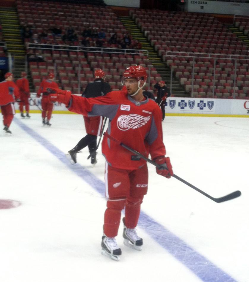 Wings+of+fire%3A+Left+wing+Tomas+Tatar+of+the+Detroit+Red+Wings+practices+on+the+ice+at+Joe+Louis+Arena.