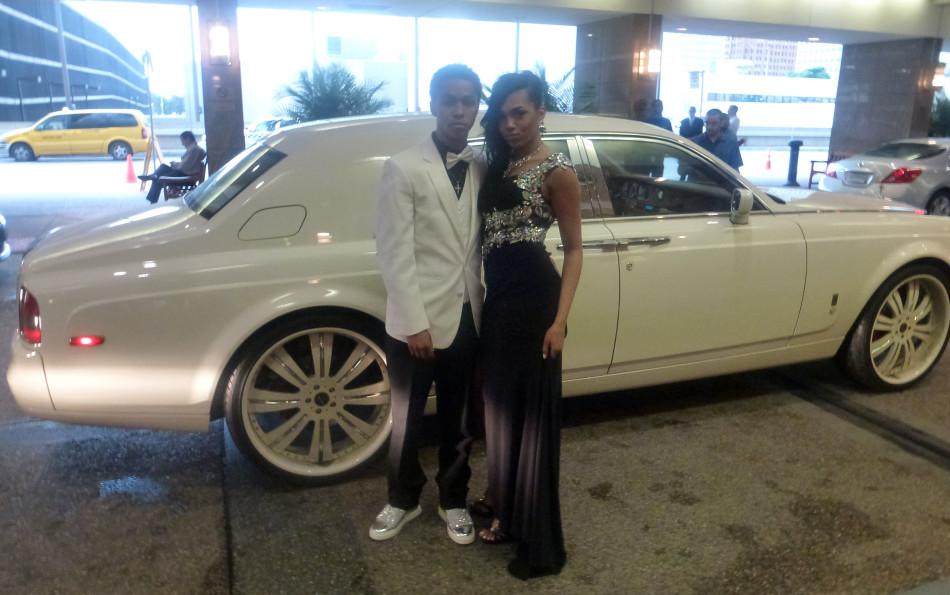 Senior Curtis Wheatley and date Brandy Boyd of Cass Technical High School arrived in a Rolls Royce. No kidding.
