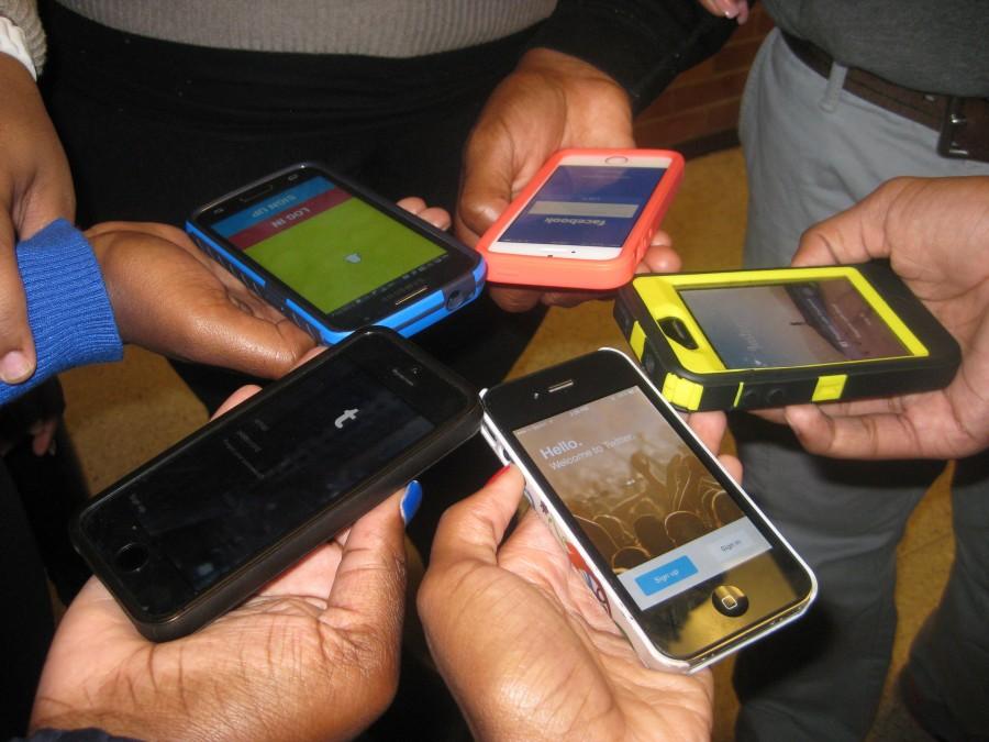 Teens use cell phones to visit social media sites and post throughout the day Their cell phone cases are part of their fashion accessories and can change to match outfits. The phones above are all Southfield High student phones.