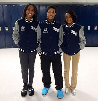 Style File: Seniors Taylor Winslow,, La’Kya Pore and Tiffany Anderson model their personalized senior jackets. 
