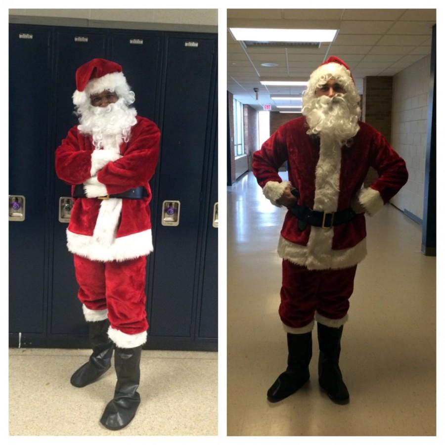Which Santa wears the suit better? Vote in the poll located on our home page. LaRon Fields is on the left; Richard Crist is on the right.