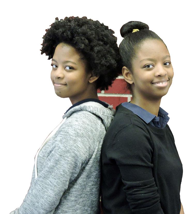 Sophomore twins Leia (on left) and Keia Grigsby do everything together, they says, whether its shopping or coking. Keia is the older of the set by a few minutes and describes herself as more outgoing while Leia is is more introverted. The best part of having a twin is always having a best friend, says Leia. They were born June 3.