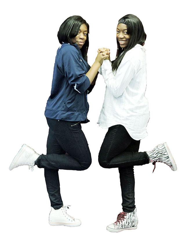 Sophomore twins DaJani (on left) and DaJanique McBride are identical twins. Their interests are pretty much identical, too. They are both cheerleaders who enjoy dancing, singing and walking. They best part of being a twin is never being lonely, says DaJani. Their birthday is April 15. 